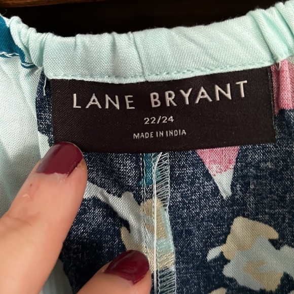 LANE BRYANT Seafoam Blue/Pink/Blue/Turquoise Floral Tie Front Top, Sz 22/24,NWT - Picture 3 of 8